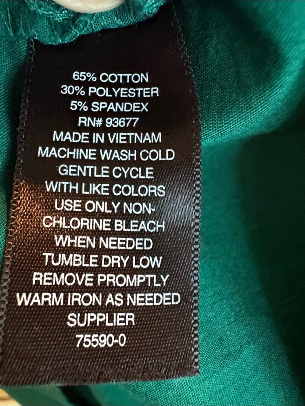 Worthington Deep Green Cotton Blend Balloon Sleeve Blouse - Picture 8 of 8